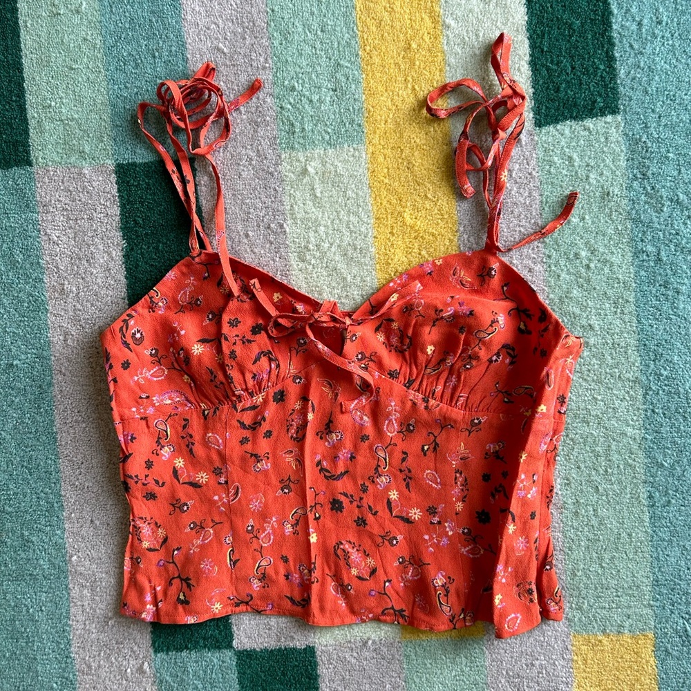 Wilfred Side Zipper Orange tank with Shoulder ties